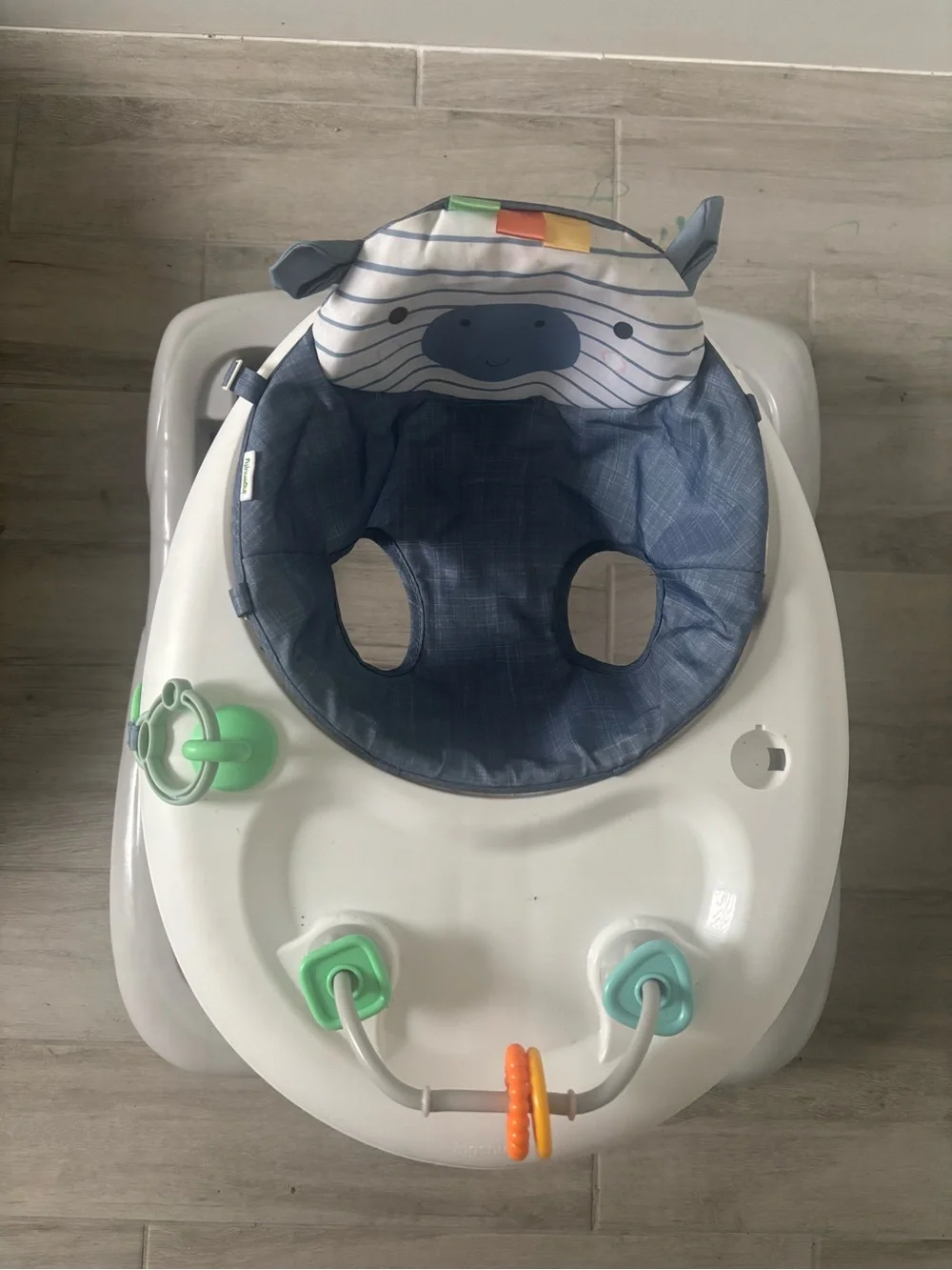 Blue & White Baby Walker with Interactive Toys